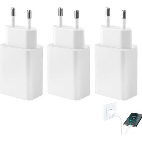3 Pack 10W Prise USB Chargeur Kindle, 5V 2A Adaptateur USB Prise Chargeur Rapide, Bloc Chargeurs Secteur pour Téléphones Portables avec lPhone Galaxy Hua -wei LG X1aomiOP -PO (1/5)