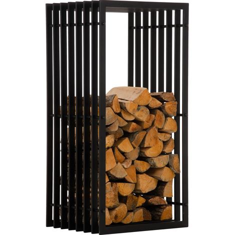 Décoshop26 – Range-bûches en métal noir-mat 150x50 cm – Support bois de cheminée pour bûches jusqu'à 40 cm – 100003535 (1/5)