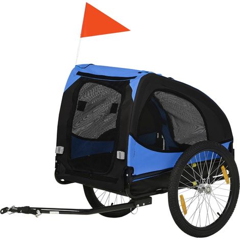 Remolque para Perros, Remolque de Bicicleta Plegable para Perros, Liberación Rápida, Resistente al Agua, Tela Oxford, Acero, 140 x 71 x 83 cm, Azul