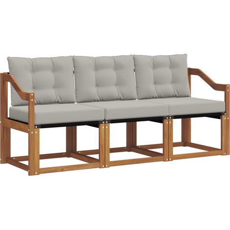 Set di divani da esterno 3 pz Salotto da Giardino Grigio Naturale e Chiaro (1/5)