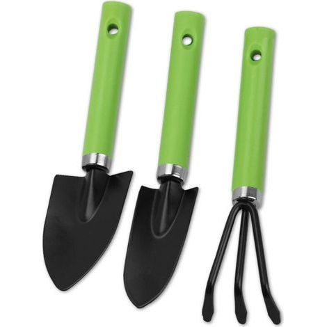 Mini Outils de Jardin Set, 3PCS Mini Outils de Jardinage, Ensemble d'outils pour Plantes de Jardin, Bêche, Pelle et Râteaux, Mini Kit de Jardinage (1/5)