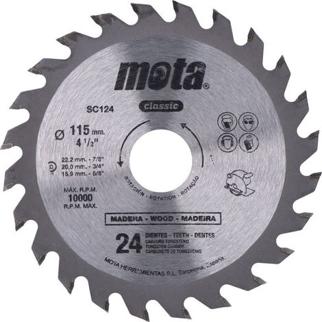 Lame Scie Circulaire Mota Widia ø115mm Coupe Rapide Et Durable Pour Bois - Mota Herramientas (1/3)