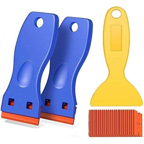 Grattoir - Lame Plastique Double Tranchant - Pour Retirer Autocollants Et Étiquettes Adhésives - Lot De 3 Pièces (1/4)