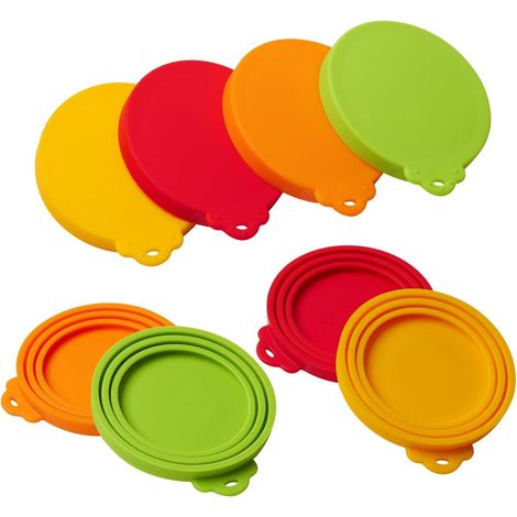 Couvercles en silicone pour boîtes de conserve pour animaux - Lot de 4 - Convient à toutes les boîtes de conserve standard pour chiens et chats.