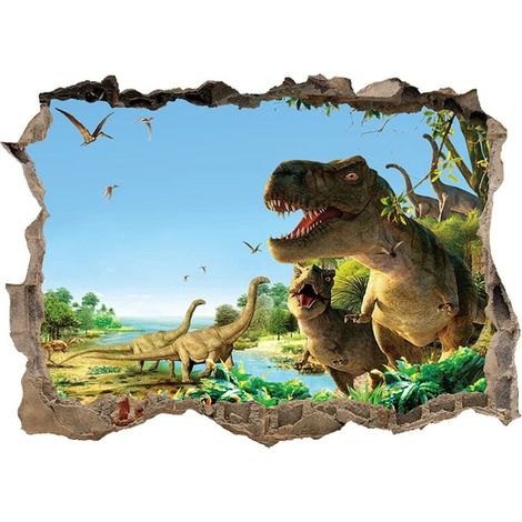 Sticker Mural Dinosaure 3D,Stickers Muraux 3D Dinosaure,Stickers Muraux Enfants Garcon Dinosaure,Poster Dinosaure 3D,Poster Dinosaure,Stickers Muraux 3D Chambre Enfant,3D Autocollant Mural (1/5)