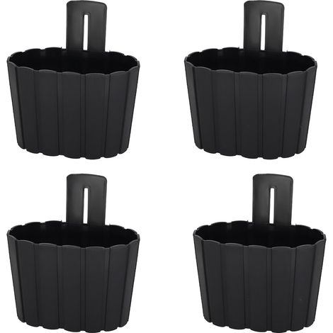 Vaso da fiori da parete con supporto, colore antracite, 20 cm, set da 4 pezzi