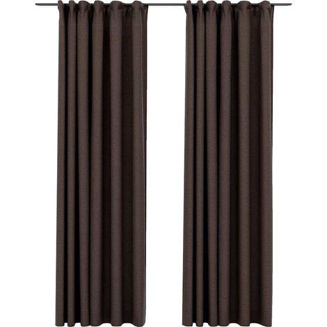 Maison Exclusive - Verdunkelungsvorhänge Haken Leinenoptik 2 Stk.