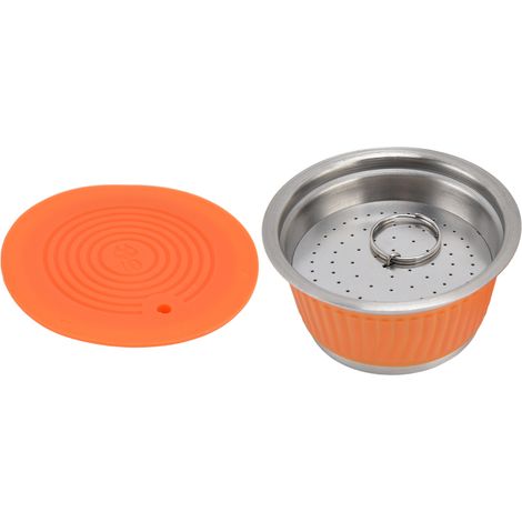 Capsule Rechargeable en Acier Inoxydable pour Machine à Café Dolce Gusto - Filtre Réutilisable Orange (1/5)