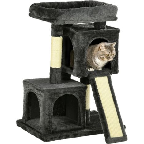 Indoor Cat Tree 83cm with Scratching Post and Climbing Frame for Kittens - Black Cat Tower for Play and Scratching (1/5)