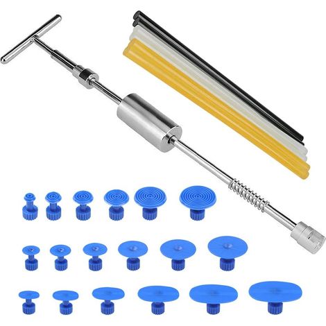 27 pièces Outil de Réparation de Dent Kit de Retrait de Dent Enlèvement de la Grêle Extracteur de Tige de Traction de Marteau de Barre en T avec Tampon à Onglet Adhésif (1/5)