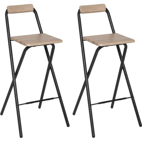 Lot de 2 chaises de bar pliantes - Noir et beige - Tabouret de bar Lou - Livraison gratuite (1/5)