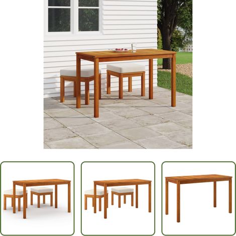 vidaXL Tabouret de jardin - Ensemble à manger de jardin 3 pcs et coussins Acacia solide (1/5)