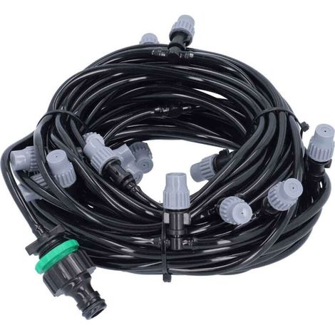 Système de tuyaux d'irrigation de 15 m (49,2 pi) 4/7 avec 20 têtes de brumisation pour jardin, agriculture et terrasse (1/5)