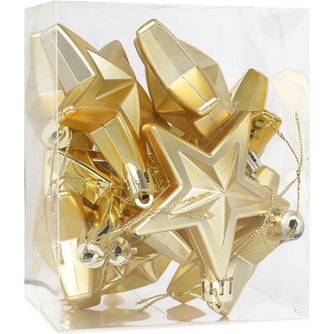 Étoile De Noël - Décoration Pendante En Plastique Électropliqué - Pour Arbre De Noël Et Guirlandes - 12 Pièces (1/5)