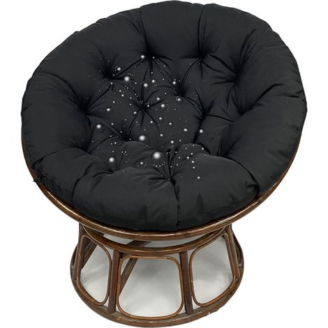 Wasserdichte, runde, verdikte Terrassenhocker mit Bändern für Schaukelstuhl, hängende Rattan-Hängematte (Schwarz, 120 x 120 cm)