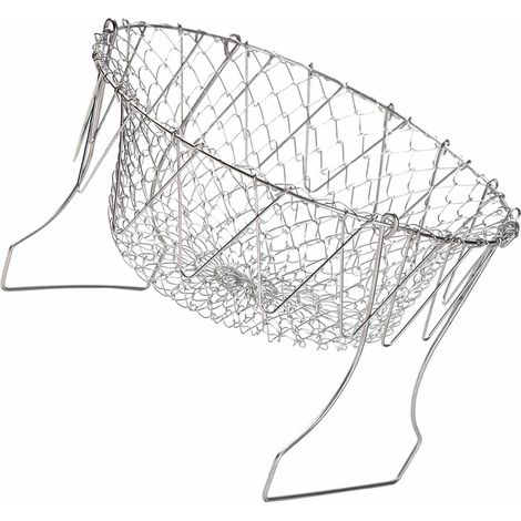 Zusammenklappbarer Frittierkorb aus Edelstahl, Abtropfkorb für Haushaltsöl, Gemüsekorb aus Drahtgeflecht zum Waschen und Braten von Küchengemüse, Multifunktionsfilter. (1/4)