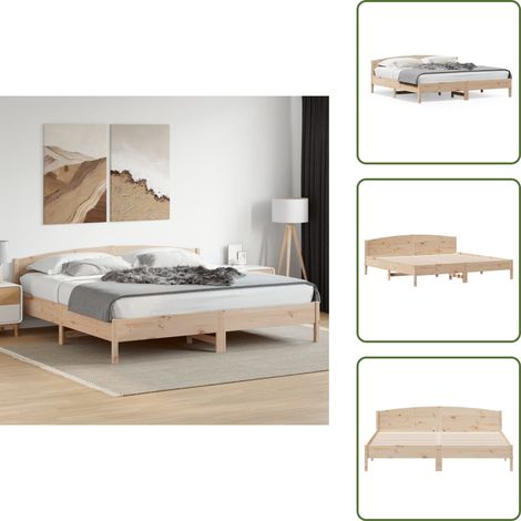 The Living Store Giroletto senza Materasso 180x200 cm in Legno Massello di Pino - Letto in legno