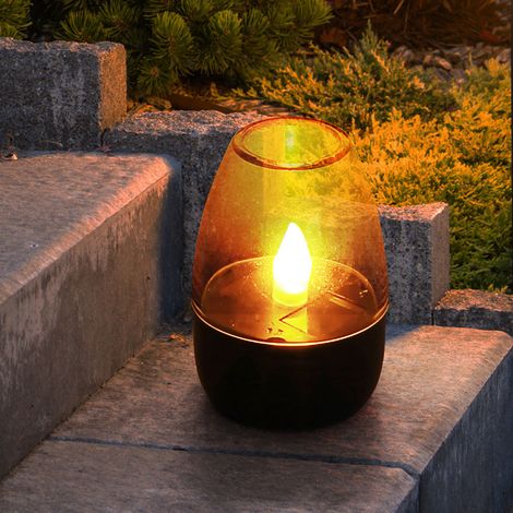 Lampe de table solaire LED décoration solaire jardin lumière décorative résistant aux intempéries, terrasse batterie IP44 acier inoxydable gris clair, LED blanc chaud, DxH 6x9cm