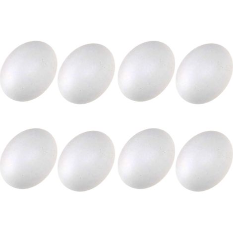 8 pièces Œufs de Poule Faux, Oeufs de Poule Faux, œufs en Bois, Faux œufs en Bois, Faux Oeufs pour Poulailler, favorisent la Ponte (Blanc) (1/5)
