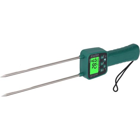 Humidimètre pour foin, Testeur d'humidité pour foin portable avec affichage LCD clair et diffusion vocale, Humidimètre numérique à broches pour céréales, maïs et soja (1/5)