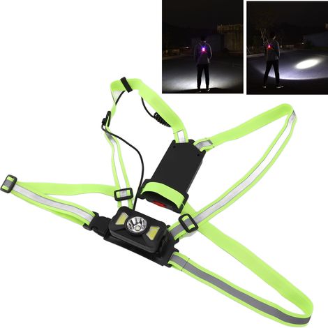 Lampe frontale de course nocturne, lampe d'avertissement pour la course à pied et le cyclisme en extérieur, lampe frontale rechargeable, adaptée au camping, à la randonnée, à la course à pied, au jogg (1/5)