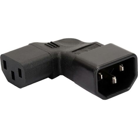 Adaptateur C14 Mâle à 90 Degrés pour Prise IEC320 Femelle C13/C5/C7-C13 Courbé à Angle Droit (1/4)