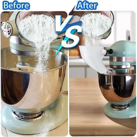 1 piece. Color: White. Material: Plastic flour funnel. Suitable for KitchenAid KSM150 5- (1/5)