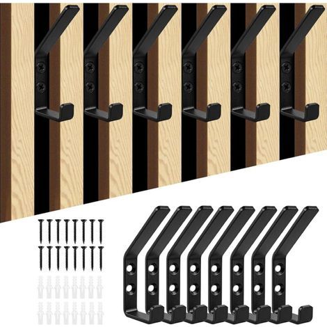 8 Pièces Porte Manteau pour Panneau Acoustique Mural, 13 mm Wide Double patères à visser pour chambre, salon, salle de bain, patères murales