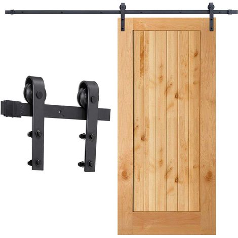 SWANEW Rail Porte Coulissante Système de Porte Coulissante Ensemble d'accessoires pour Rail en bois Verre 150kg Streifen 152CM