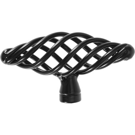 Poignée de porte de meuble en fer noir mat, style cage à oiseaux, style simple (3-0)