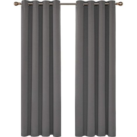 Rideaux Occultants Isolant Thermique, Rideaux pour Salon et Chambre, Design Moderne à Oeillets, 132x160 CM (Largeur x Hauteur), Gris Clair, 2 Pièces (1/5)
