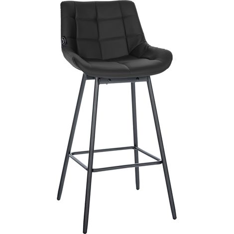 Sgabello da bar girevole x1 con poggiapiedi rivestimento in PVC nero base a quattro gambe in metallo nero 100005469