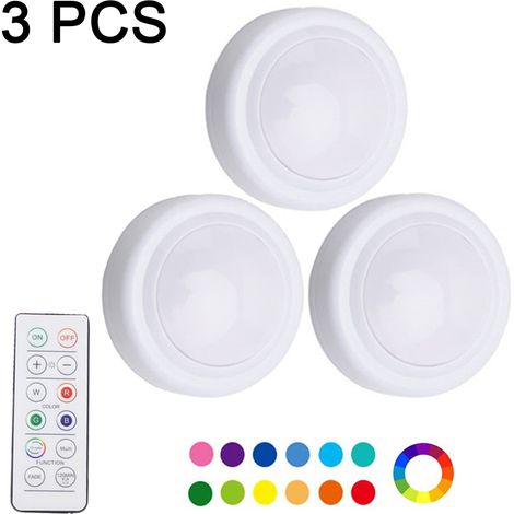 Led Puck Light - 5.7 Cm - 16 Couleurs - Télécommande - Minuterie 30 60 Min - Alimentation Piles AA - Pour Sous Meuble Armoire Placard - 6 Pièces