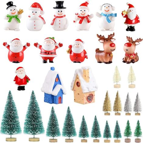 30-teiliges Miniatur-Weihnachtsbaumschmuck-Set mit Mini-Figuren, Weihnachtsmann, niedlicher Cartoon-Dekoration für Zuhause, Garten, Party und Büro (1/5)