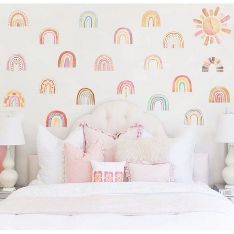 Vinilo decorativo de pared con sol arcoíris, decoración de pared para sala de estar, dormitorio, oficina. (1/5)