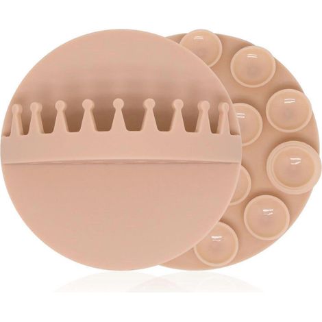 Lot de 2 attrape-cheveux muraux pour douche, collecteur de cheveux à ventouse pour douche, piège à cheveux réutilisable en silicone pour bonde de baignoire (beige) (1/5)