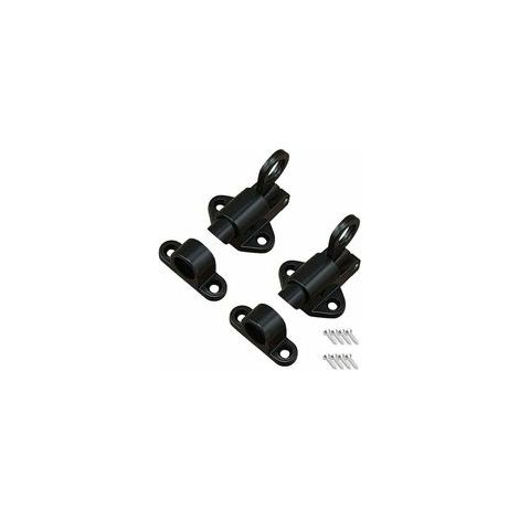 Lot de 2 verrous de porte à ressort automatiques, noirs, pour fenêtres, portes en bois, placard –