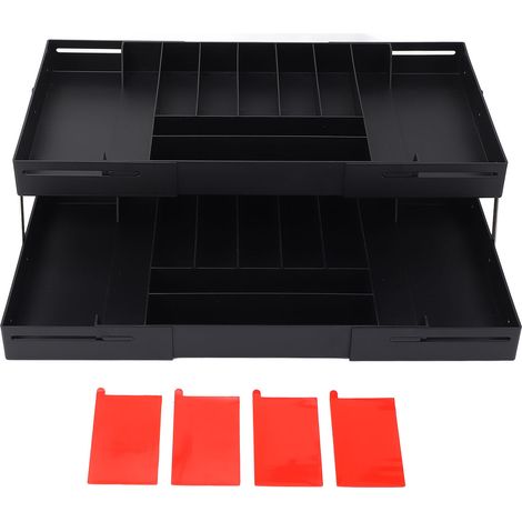 Organiseur de tiroir pliable, multifonctionnel, gain de place, extensible et à plusieurs niveaux, noir (1/5)