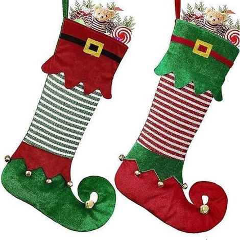 Personalisierte Weihnachtsstrümpfe - 2 Stück - Hochwertiger Stoff - Aufhängedesign - 56 x 18 cm