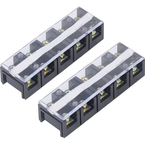 Bloc de connexion à vis double rangée 600V 60A avec protection, 5 pôles, lot de 2, pour applications haute intensité (1/5)