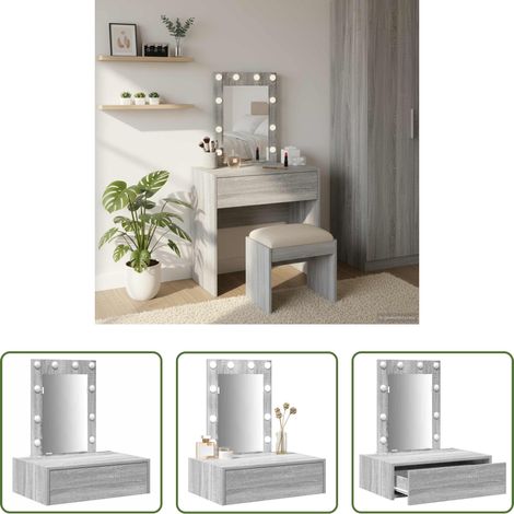 Coiffeuse moderne - Table de Toilette Gris 60 x 40 x 70 cm Bois d'ingénierie (1/5)