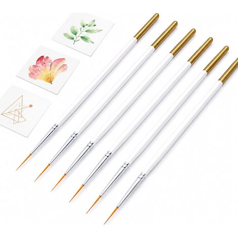 Pinceaux Traceurs Extra Longs 6 Pièces, Pointe Fine Pour Acrylique Aquarelle Huile Gouache, Détails Fins Miniature Calligraphie Écriture (1/5)