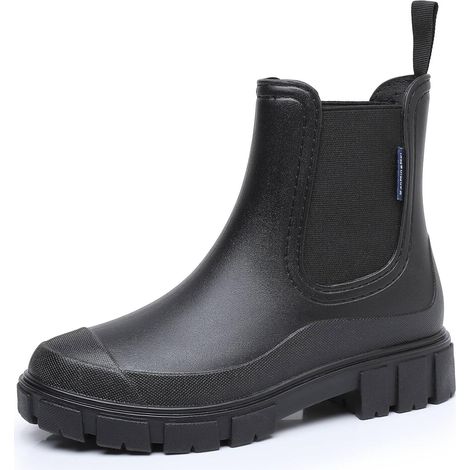 Femmes Bottes de Pluie Courtes Impermeable Caoutchouc Botte Antidérapant Légères Chelsea Bottines Confortables Jardinage Chaussures (1/5)