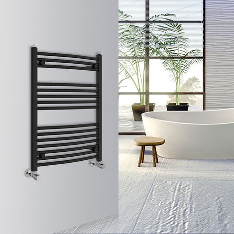 WarmeHaus Curved Bathroom Heated Towel Rail 800x600mm Black