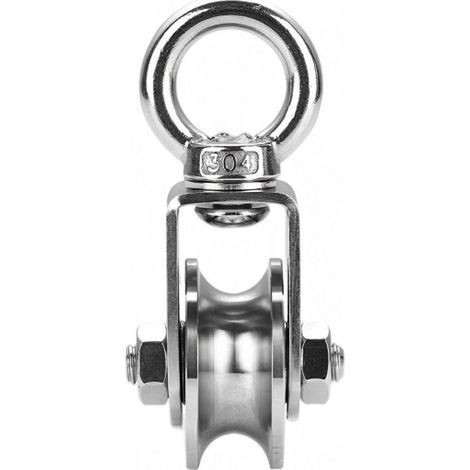 Poulie de levage en acier inoxydable 304 – Taille S – Diamètre 48 mm – Poulie avec support en U – Roue de guidage – Poulie de levage – Réa – Convient aux câbles de 16 mm de diamètre – Capacité de char (1/5)