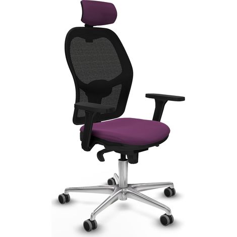 Jorquera sincro malla negra similpiel morado brazos 3D base aluminio cabecero 2D ruedas 65mm engomada (1/5)