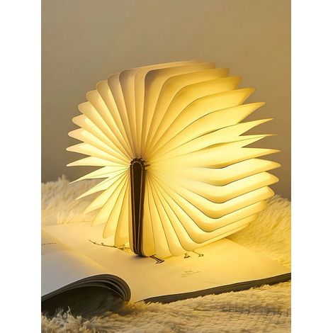 Lampe de lecture en bois d'érable blanc à LED 3 couleurs, design pliable rechargeable par USB, lumière ambiante chaude, cadeau parfait pour amateurs de livres, lampe de bureau romantique 15 x 11 x 2.5 (1/5)
