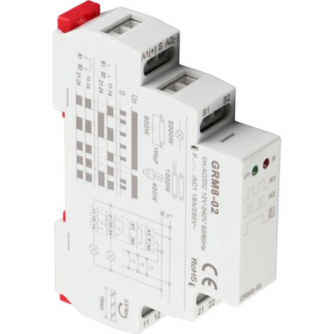 Relais à impulsion électronique GRM8-02, relais bistable mémoire AC/DC 12-240V, module de commutation pour tableau électrique (1/5)