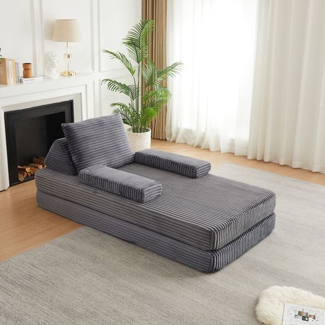 Divano letto modulare 211,5 cm, 2 posti, schienale e braccioli regolabili, grigio DESVIAE (1/5)