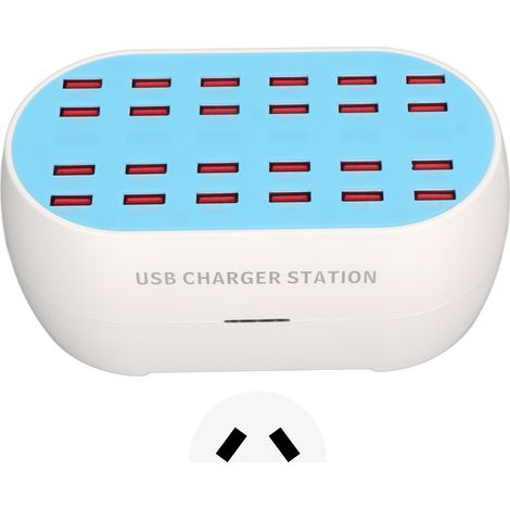 Station de charge USB 160W 24 ports, chargeur intelligent multiprise de bureau pour hôtel, boutique, école, 100-240V prise AU (1/5)